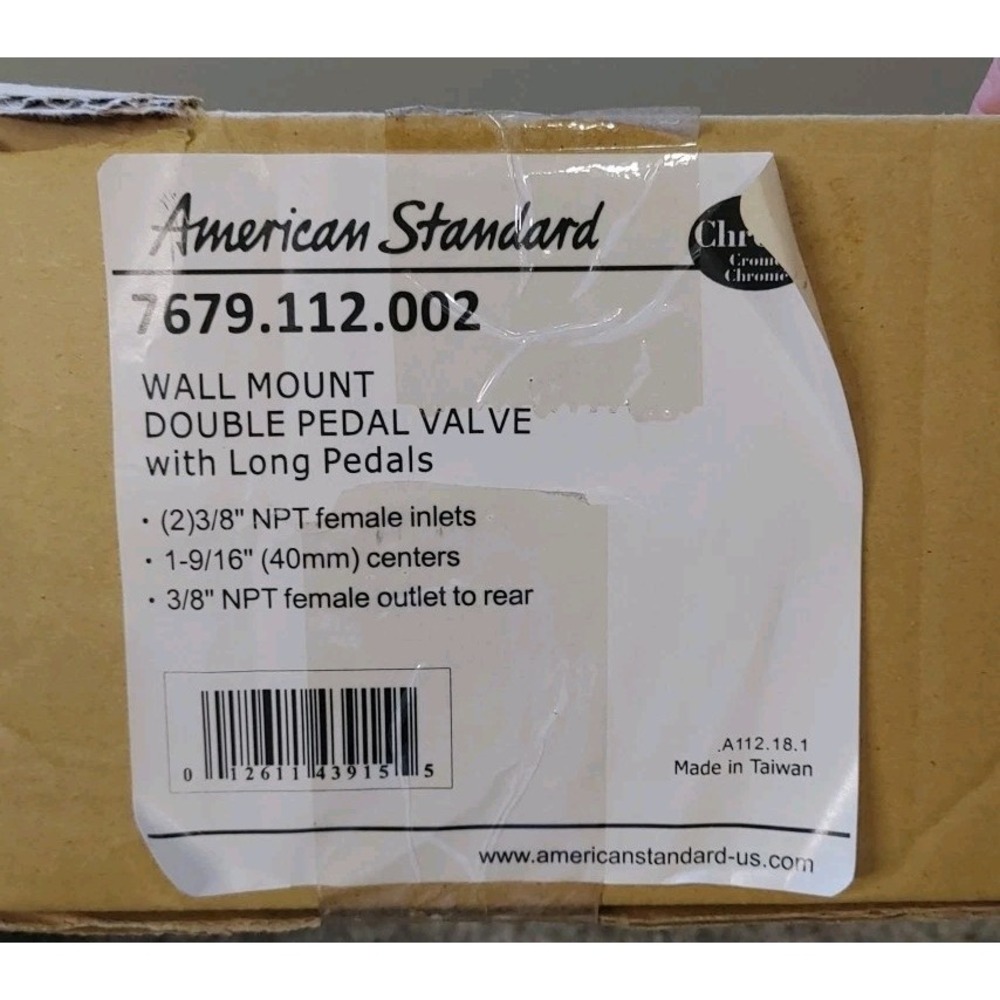 American Standard 7679.112.002 Wall Mount Double Pedal Valve Chrome Long Pedals